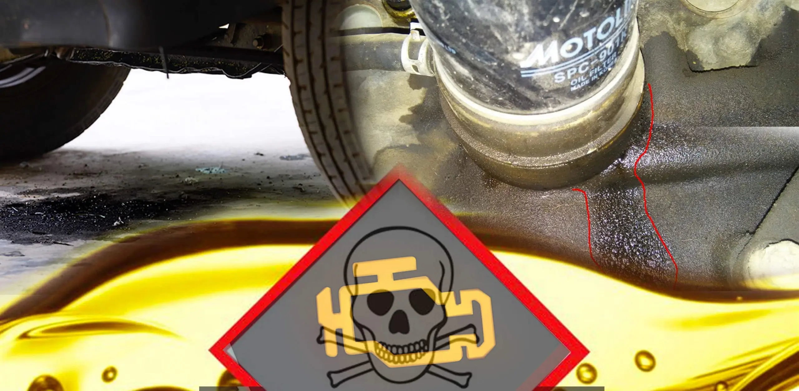 Leak sign or safety warning sign from car exhaust system